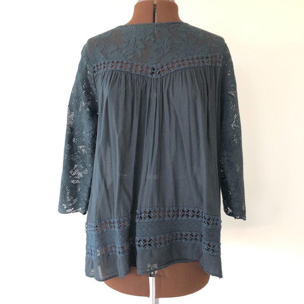 Babydoll Top with Lace Yoke and Sleeves Size L/XL